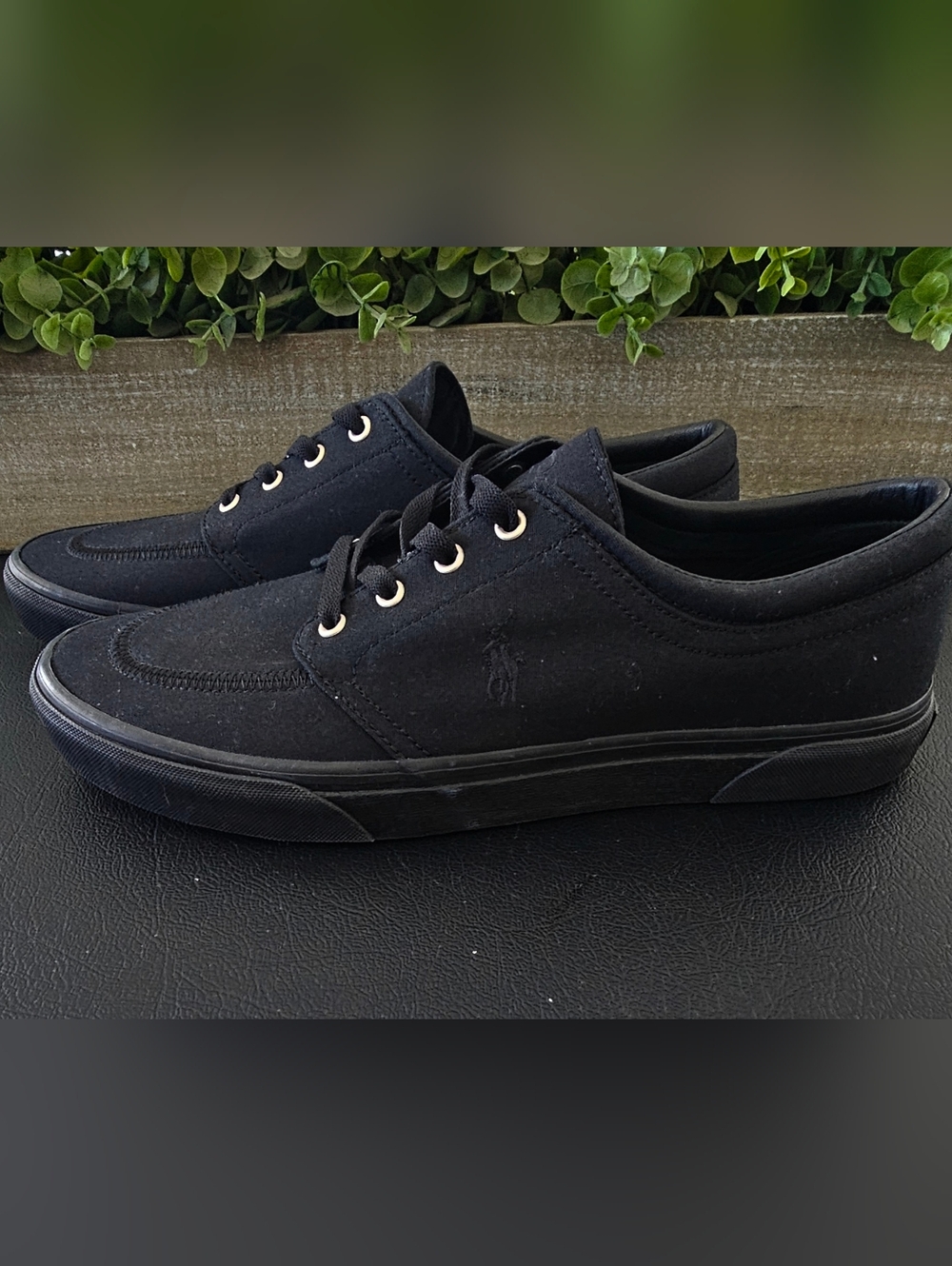 Polo by Ralph Lauren Men's Black Canvas Low-Top Sneakers/Shoes Size 12 NWOB - Picture 3 of 10